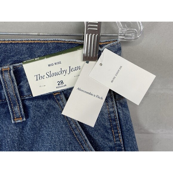 Abercrombie & Fitch Women 30 Jeans Slouchy Carpenter Utility Mid Rise Baggy NEW - Picture 11 of 16